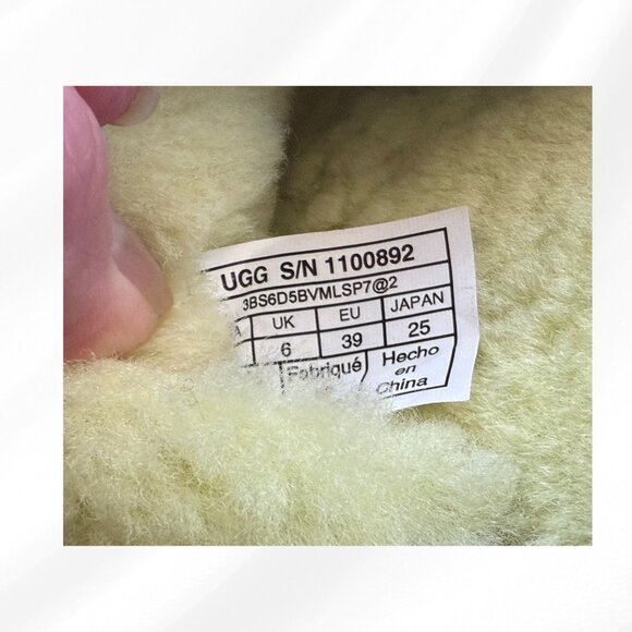 UGG Cozette Slipper Yellow Fuzzy Sheepskin Women Size 8 Slipper EUC - Picture 10 of 11